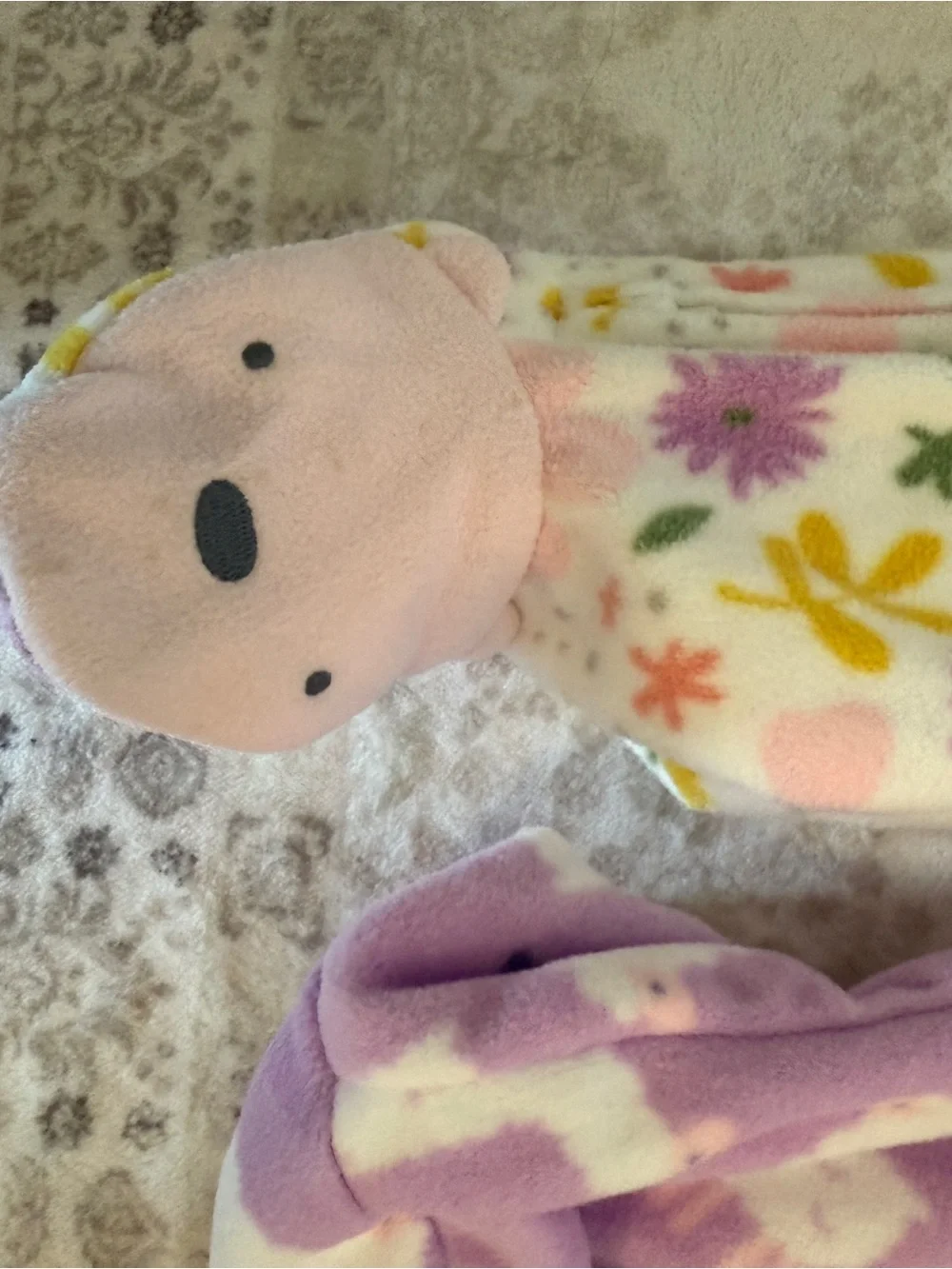 Carters Baby Fleece One-Piece Footed Pajama - Purple & Pink Floral Llamas